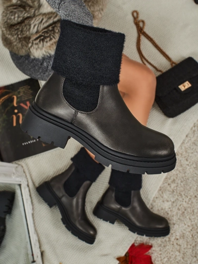 Bottines pour femmes en cuir écologique avec fourrure Kesy