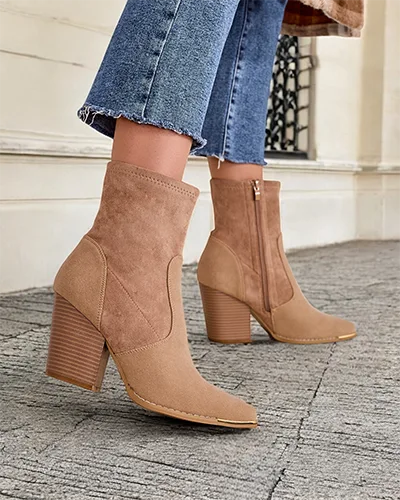 Bottines écologiques en suédine pour femmes de Royalfashion sur un poteau Gris