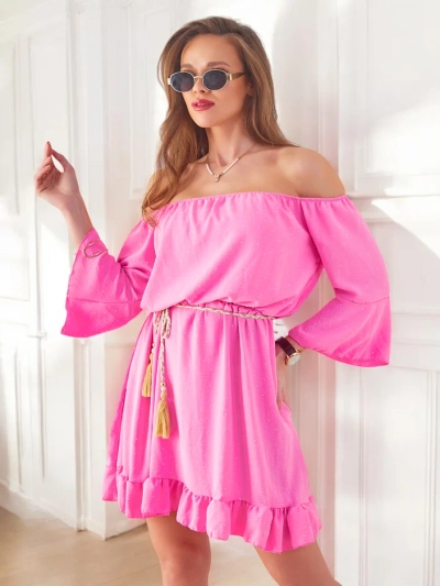 Robe mini pour femmes Royalfashion de style espagnol avec des manches longues et des strass