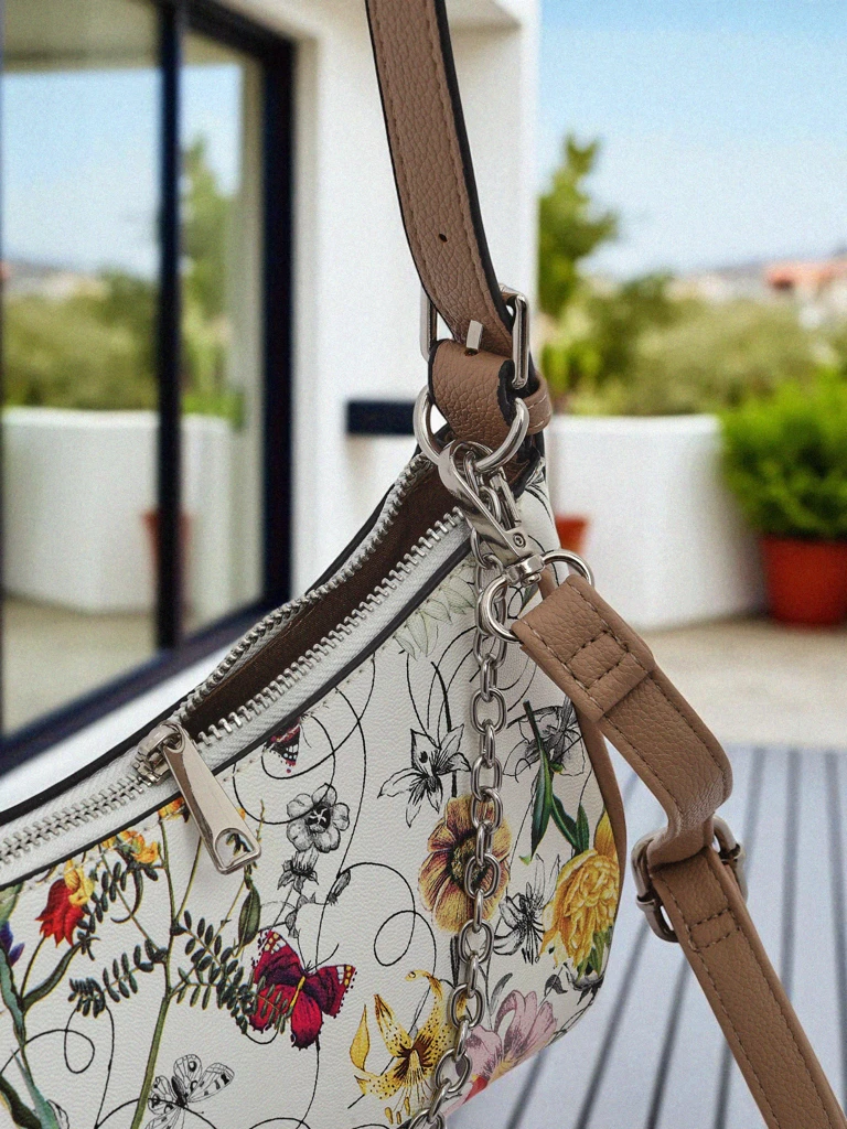 Royalfashion Petit sac à main pour femme en cuir écologique avec motif floral Lily Bloom