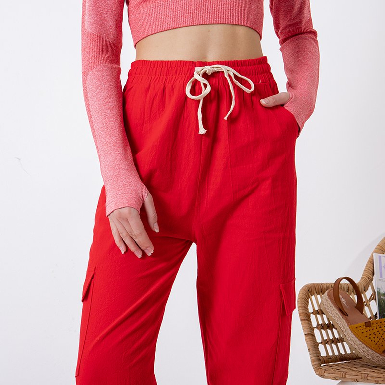 Pantalon cargo femme rouge GRANDE TAILLE - Vêtements