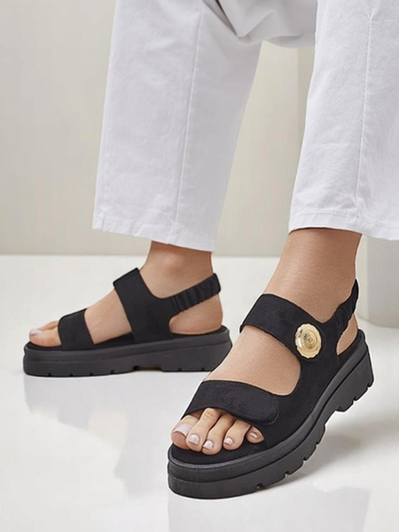 Sandales pour femmes Royalfashion Anthea Nero - daim noir, plateforme 5 cm