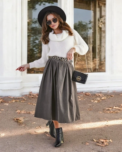 Jupe midi pour femmes de Royalfashion en corduroy