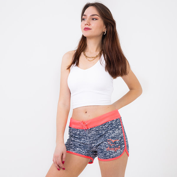 Short de sport femme fluo bleu marine et fuchsia - Vêtements