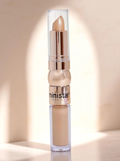 Stick enlumineur et correcteur liquide pour le visage 2-en-1 Beige Doré