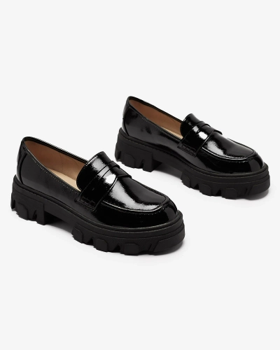 Mocassins laqués sur semelle massive en noir Desila - Chaussures