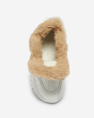 Chaussures de sport pour femmes blanches avec fourrure Flixi - Chaussures