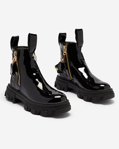 Bottines en cuir verni noir pour femme Osallu - Footwear