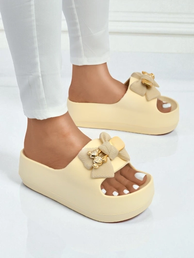 Royalfashion Tongs en caoutchouc pour femmes avec nœud décoratif Alday