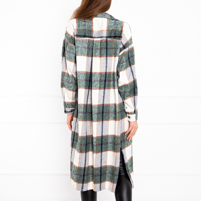 Chemise longue femme à carreaux vert - Vêtements