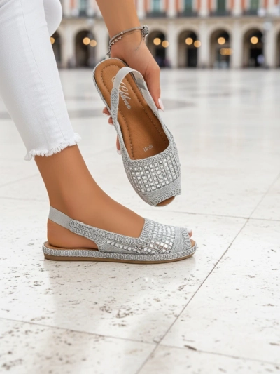 Royalfashion Sandales espadrilles pour femmes avec zircons Belle Sparkle
