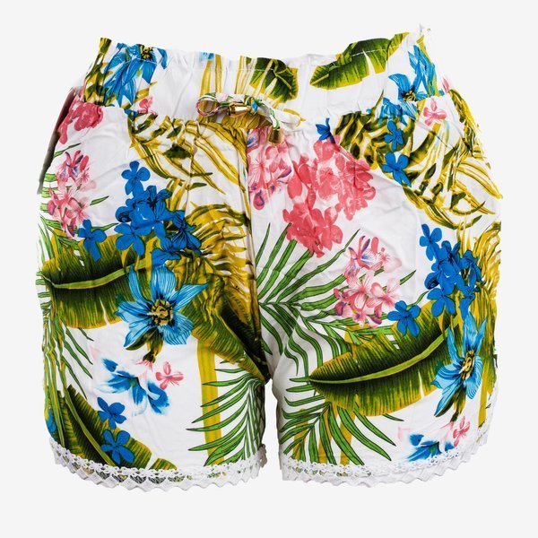 Short court blanc à fleurs pour femmes - Pantalon 1