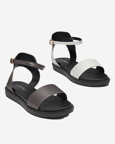 OUTLET Sandales en cuir écologique pour femme argentées à paillettes Delika - Footwear