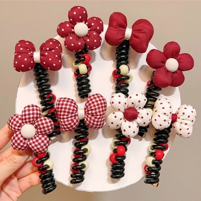 Royalfashion Élastique à cheveux en spirale avec une petite fleur Blossom Coil