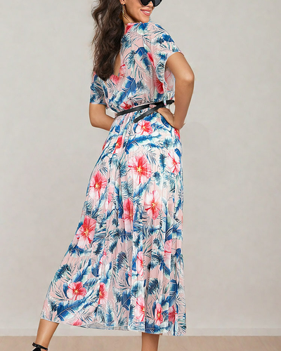 Royalfashion Robe midi plissée à motif floral pour femme