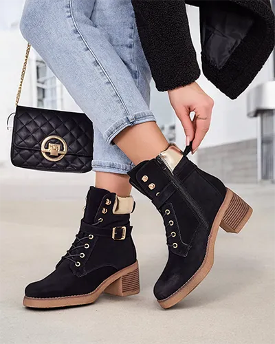 Royalfashion Bottines à talons bas pour femmes Nedelin