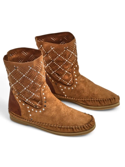 Bottines pour femmes Royalfashion avec un petit talon et des clous Style indien