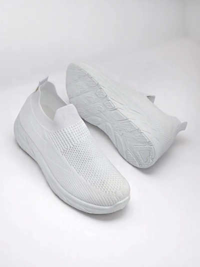 Royalfashion Chaussures de sport à enfiler pour femmes Whites