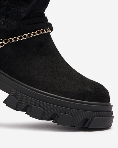 Bottes noires en daim écologique pour femmes avec chaîne Videric - Footwear
