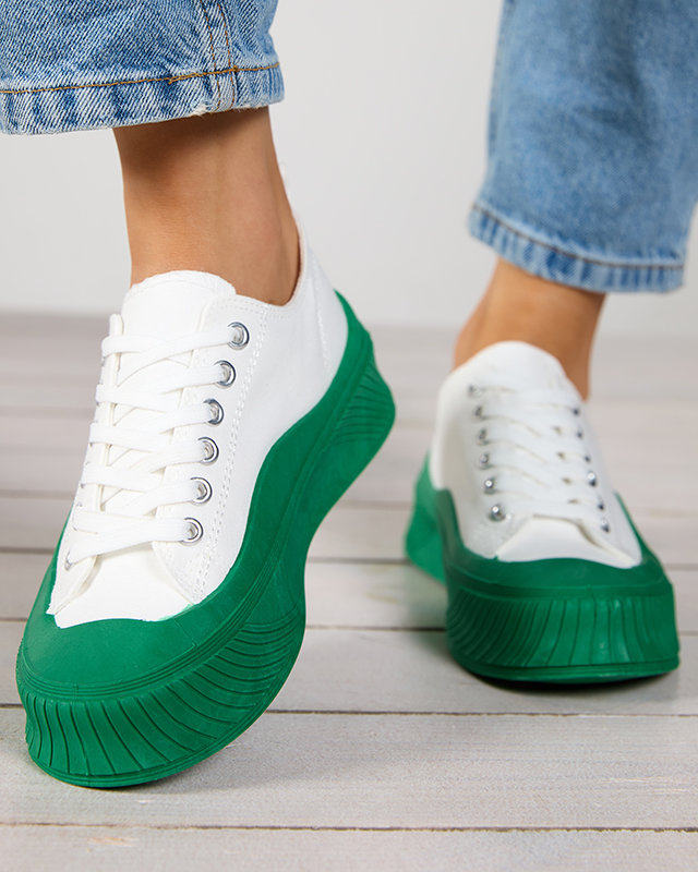 OUTLET Baskets femme blanches et vertes Nerikas - Footwear