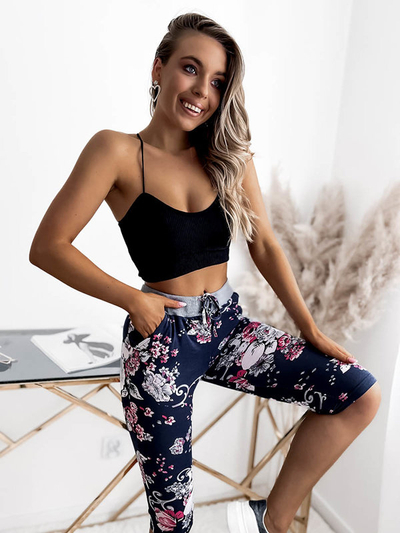 Short femme 3/4 bleu marine et rose GRANDES TAILLE - Vêtements