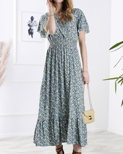 Robe midi fleurie pour femme en violet- Vêtements