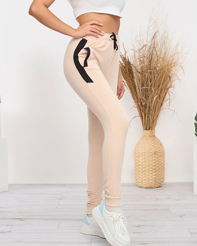 Pantalon de jogging femme beige avec empiècements - Vêtements