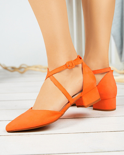 OUTLET Escarpins pour femmes à talons plats orange fluo Wohasi- Shoes