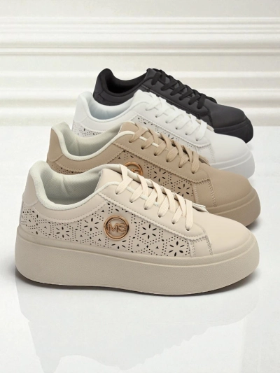 Aurelia Sneakers Plateforme Beige Royalfashion Cuir Écologique