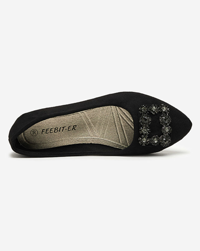Ballerines noires en daim écologique pour femmes avec décoration Linselisa - Footwear