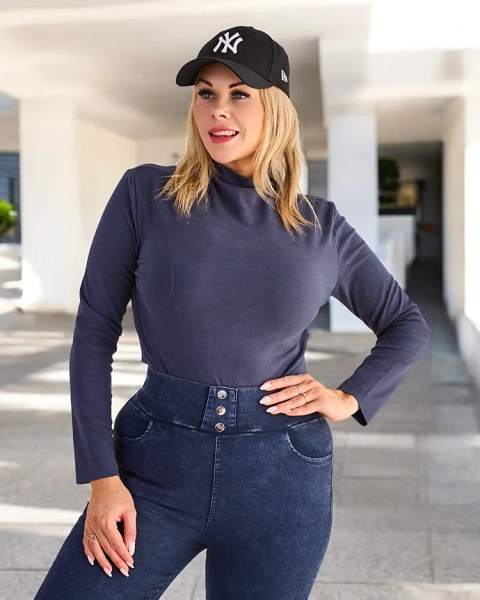 Pull col roulé bleu marine - Vêtements