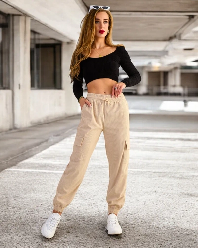 Royalfashion Pantalon côtelé pour femme