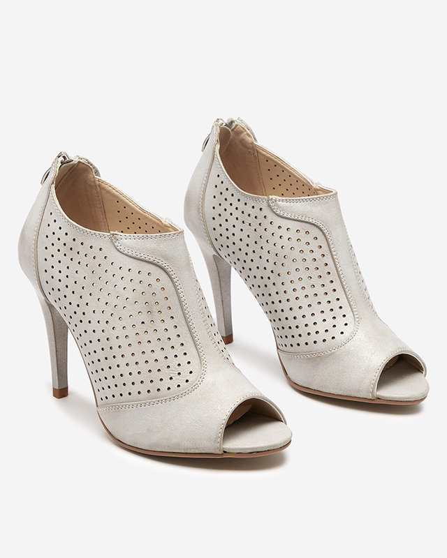 OUTLET Sandales femme grises ajourées à talon haut Somigo - Souliers