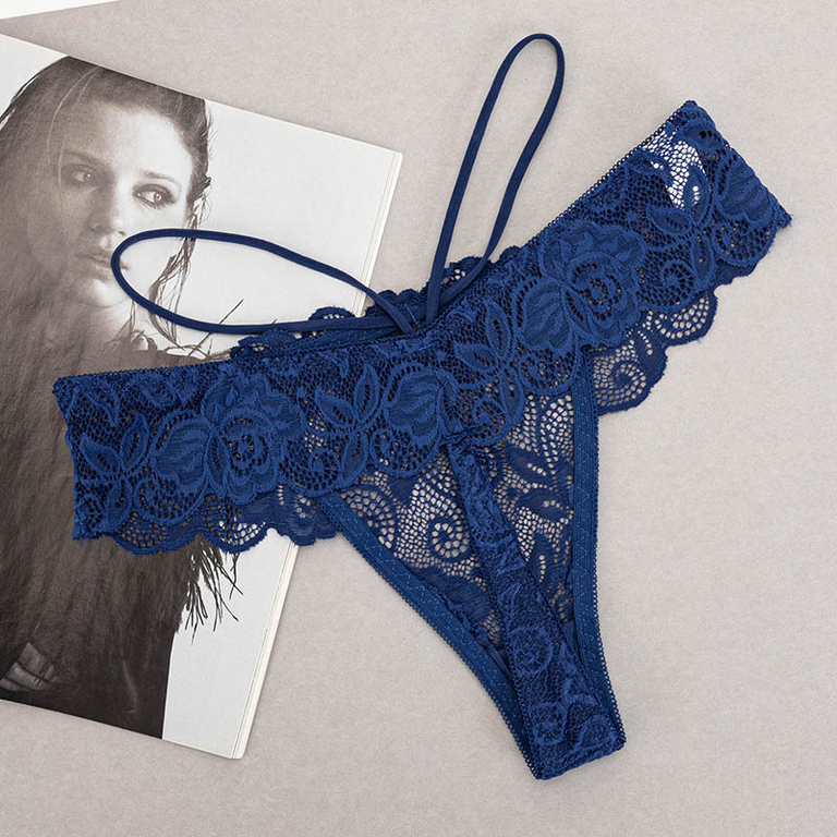 Dentelle Sous Vetement Femme Bleu Roi String Bleu Marine En Dentelle Pour  Femme Avec Bretelles Sous