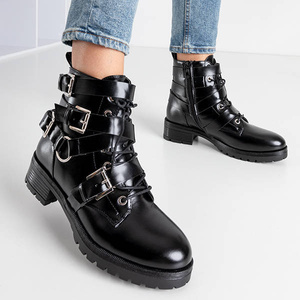 OUTLET Bottes noires pour femmes avec boucles Ermite - Footwear