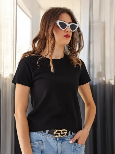 T-shirt décontracté en coton pour femme Royalfashion avec col rond