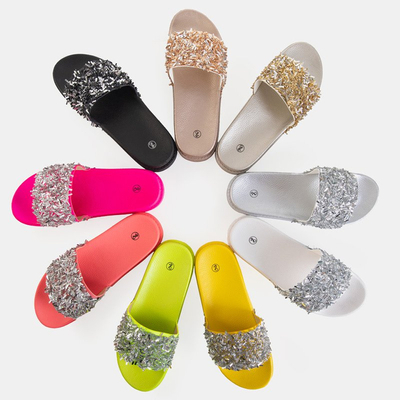 Pantoufles pour femmes jaunes avec zircone cubique Onesti - Chaussures