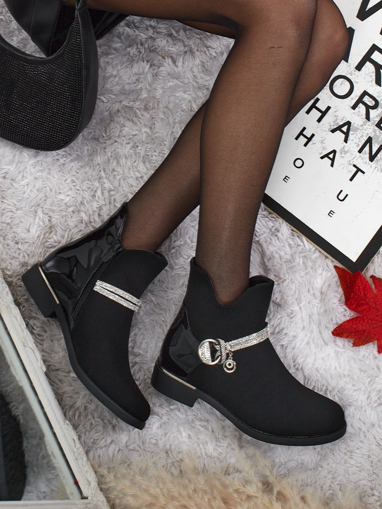 Bottines en cuir écologique mat et verni Marvella