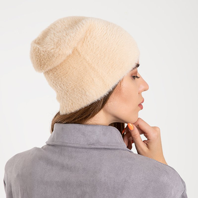 Chapeau d'hiver en fourrure beige pour femmes - Casquettes