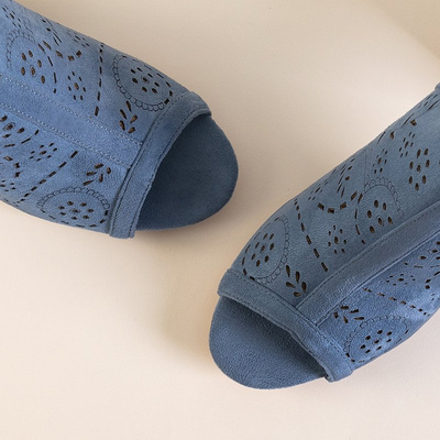 OUTLET Sandales ajourées pour femmes bleues sur le poteau Jasmines - Footwear