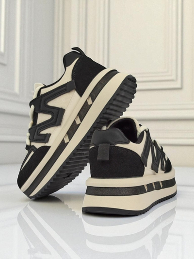 Baskets à plateforme pour femmes Selene Nero en cuir écologique noir