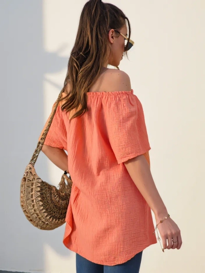 Blouse en coton Royalfashion pour femmes à l'espagnole avec boutons décoratifs