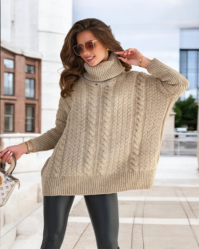 Royalfashion Pull à col roulé pour femme