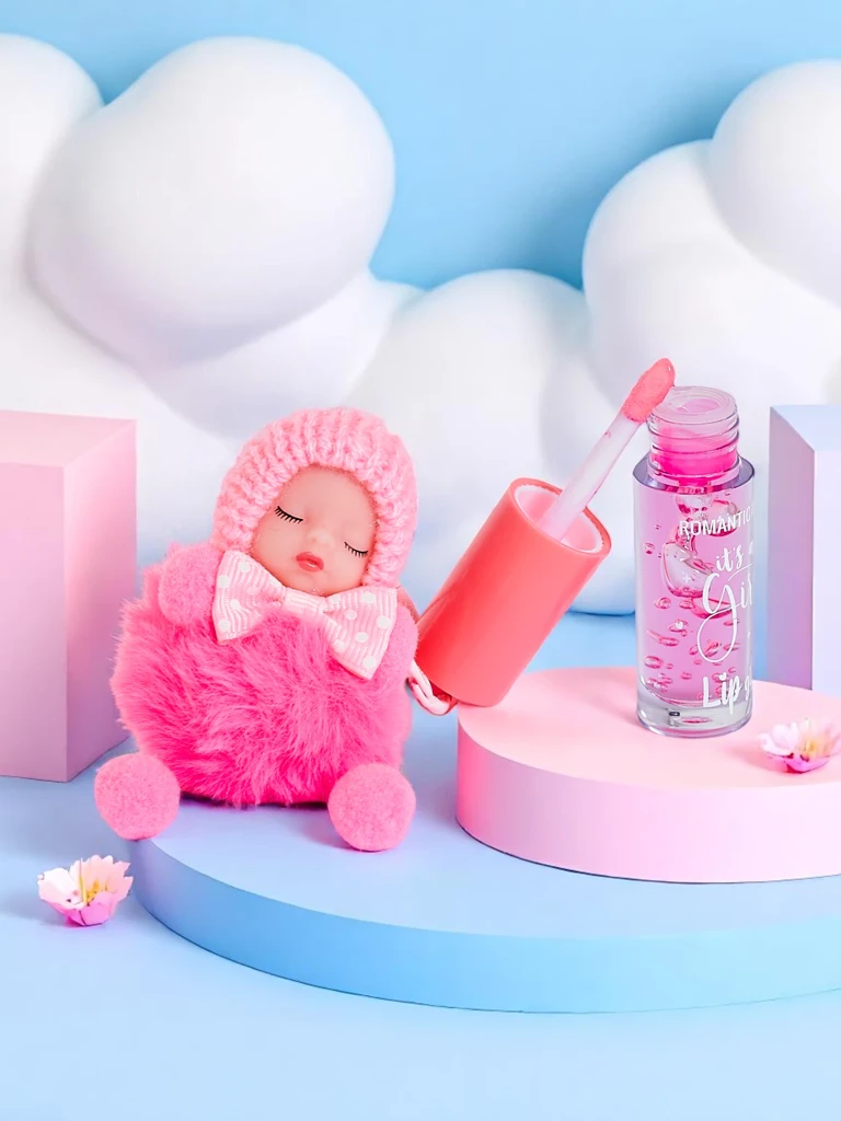 Gloss à lèvres pour enfants avec poupée Rose Foncé