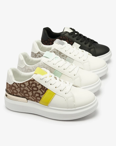 Royalfashion Chaussures de sport pour femmes blanches et marron Mlysio