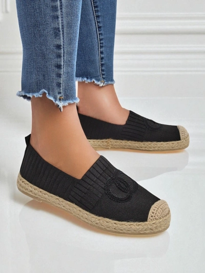 Espadrilles pour femmes Atena noires - talon plat, cuir écologique suédé