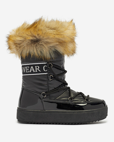 Bottes de neige noires vernies pour femmes Fursav - Footwear