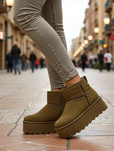 Royalfashion Bottines courtes style bottes de neige pour femmes Wiebi