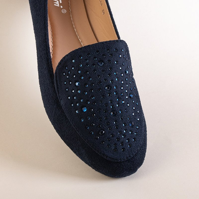 Mocassins femme bleu marine avec zircones cubiques par Felisa - Footwear