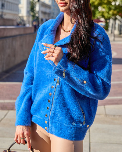 Royalfashion Pull déboutonné marron pour femme avec poches